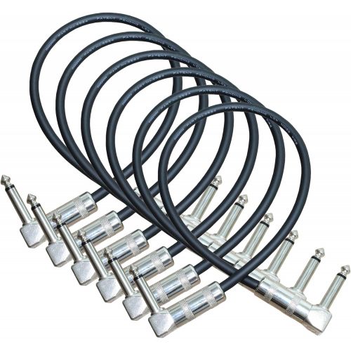  Pedal, Effects, Patch, instrument cable CUSTOM MADE By WORLDS BEST CABLES  made using Mogami 2524 wire and Eminence Nickel Plated ¼ inch (6.35mm) R/A Heavy-duty TS Connectors (6 U