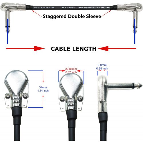  6 Units - 15 Inch - Pedal, Effects, Patch, Instrument Cable Custom Made by WORLDS BEST CABLES  Made Using Mogami 2319 Wire and Eminence Nickel Plated ¼ inch (6.35mm) R/A Pancake T