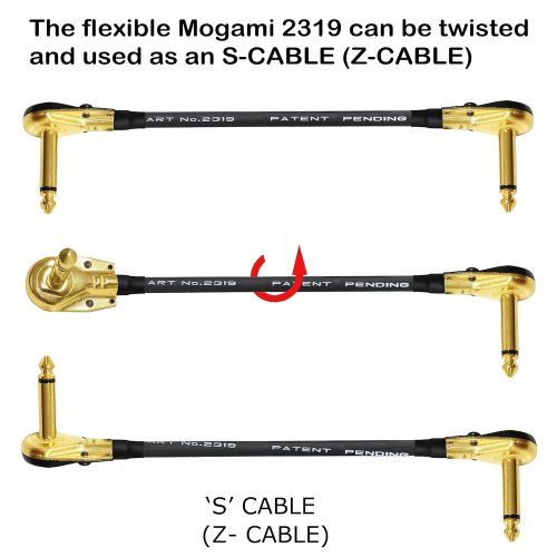  3 Units - 5 Inch - Pedal, Effects, Patch, Instrument Cable Custom Made by WORLDS BEST CABLES  Made Using Mogami 2319 Wire and Eminence Gold Plated ¼ inch (6.35mm) R/A Pancake Type