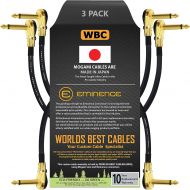 3 Units - 6 Inch - Pedal, Effects, Patch, instrument cable CUSTOM MADE By WORLDS BEST CABLES  made using Mogami 2524 wire and Eminence Gold Plated ¼ inch (6.35mm) R/A Pancake type