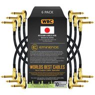 6 Units - 5 Inch - Pedal, Effects, Patch, instrument cable CUSTOM MADE By WORLDS BEST CABLES  made using Mogami 2524 wire and Eminence Gold Plated ¼ inch (6.35mm) R/A Pancake type