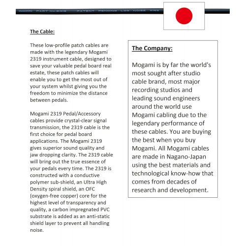  6 Units - 10 Inch - Pedal, Effects, Patch, Instrument Cable Custom Made by WORLDS BEST CABLES  Made Using Mogami 2319 Wire and Eminence Nickel Plated ¼ inch (6.35mm) R/A Pancake T