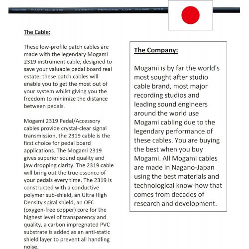  6 Units - 2 Foot - Pedal, Effects, Patch, instrument cable CUSTOM MADE By WORLDS BEST CABLES  made using Mogami 2319 wire and Eminence Nickel Plated ¼ inch (6.35mm) R/A Pancake ty