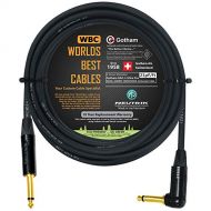 WORLDS BEST CABLES 25 Foot - Gotham GAC-1 Ultra Pro - Premium Low-Cap (21 pf/F) Guitar Bass Instrument Cable  w/Neutrik Gold Straight to Angled ¼ inch (6.35mm) TS Connectors - Custom Made by WORLDS