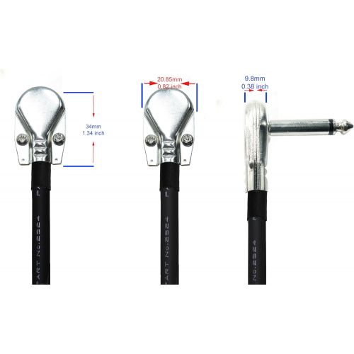  6 Units - 6 Inch - Pedal, Effects, Patch, Instrument Cable Custom Made by WORLDS BEST CABLES  Made Using Mogami 2524 Wire and Eminence Nickel Plated ¼ inch (6.35mm) R/A Pancake Ty