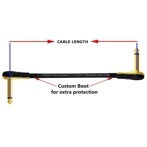  6 Units - 12 Inch - S-Shaped Pedal, Effects, Patch, instrument cable CUSTOM MADE By WORLDS BEST CABLES  made using Mogami 2524 wire and Eminence Gold Plated (6.35mm) R/A Pancake t