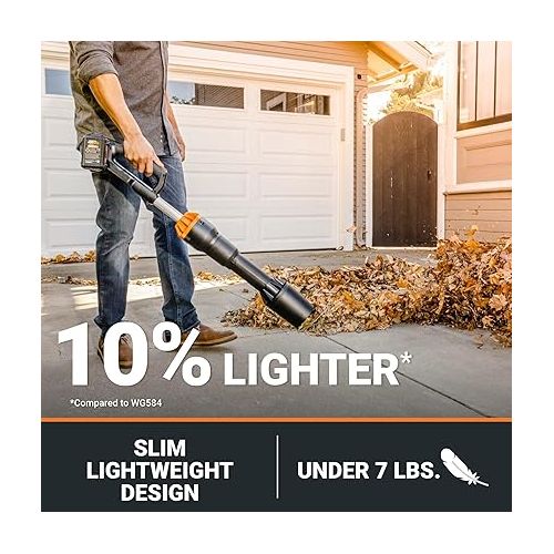  Worx Nitro 40V LEAFJET WG585 Leaf Blower Cordless with Battery & Charger, PowerShare, Blowers for Lawn Care Up to 165 MPH 620 CFM, Lightweight with High-Power Turbine Fan and Brushless Motor