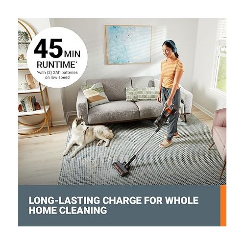  WORX 20V Cordless Stick Vacuum, Powerful Cordless Vacuum Cleaner 25Kpa High Suction for Pet Hair, Lightweight Handheld Vacuum Cleans Floors Carpet Car - 2 Batteries & Wall-Mount Charger Included