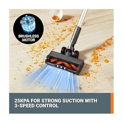  WORX 20V Cordless Stick Vacuum, Powerful Cordless Vacuum Cleaner 25Kpa High Suction for Pet Hair, Lightweight Handheld Vacuum Cleans Floors Carpet Car - 2 Batteries & Wall-Mount Charger Included