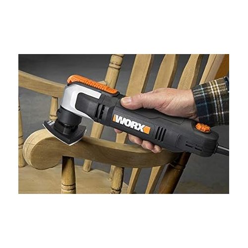  WORX Oscillating Tool Variable Speed 2.5A Corded Electric Oscillating Saw Quick Blade Change for Cutting, Sanding, Grinding with 70 pcs Accessories，Carrying Bag