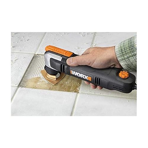  WORX Oscillating Tool Variable Speed 2.5A Corded Electric Oscillating Saw Quick Blade Change for Cutting, Sanding, Grinding with 70 pcs Accessories，Carrying Bag