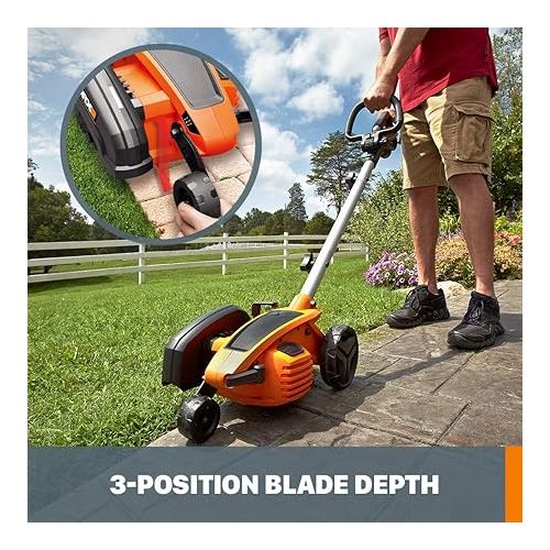  WORX WG896 12 Amp 7.5 Inch Electric Lawn Edger & Trencher, Orange and Black