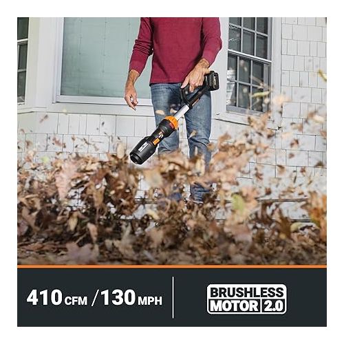  Worx Nitro WG543 20V LEAFJET Leaf Blower Cordless with Battery and Charger, Blowers for Lawn Care Only 3.8 Lbs., Cordless Leaf Blower Brushless Motor - Battery & Charger Included