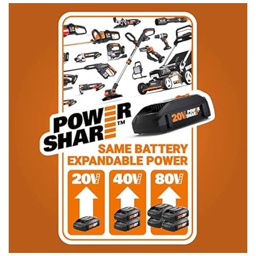  Worx 40V TURBINE Leaf Blower Cordless with Battery and Charger, Brushless Motor Blowers for Lawn Care, Compact and Lightweight Cordless Leaf Blower WG584.9 - Tool Only