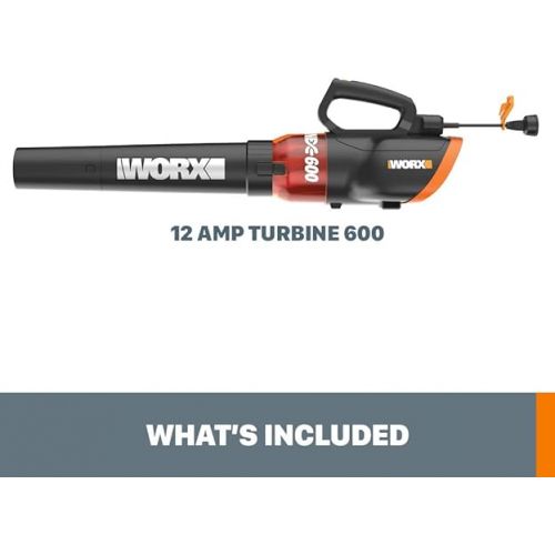  Worx WG520 12 Amp TURBINE 600 Electric Leaf Blower