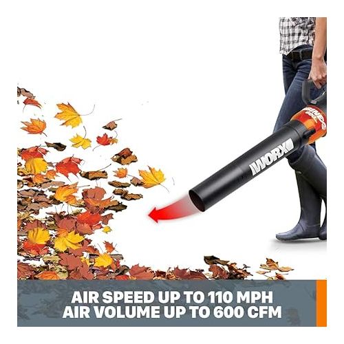  Worx WG520 12 Amp Turbine 600 Electric Leaf Blower