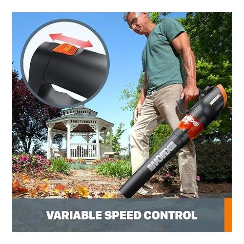  Worx WG520 12 Amp TURBINE 600 Electric Leaf Blower