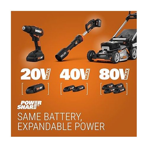  WORX WA3606, 2.0Ah, Indicator, 5 hr Charging Time 20V Battery and Charger, Black & Orange