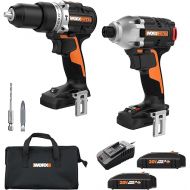 Worx Nitro 20V Impact Driver and Drill Driver with Brushless Motor, Drill Set with Storage Bag, Compact Drill and Driver Combo, Power Share Compatible WX960L - Batteries & Charger Included