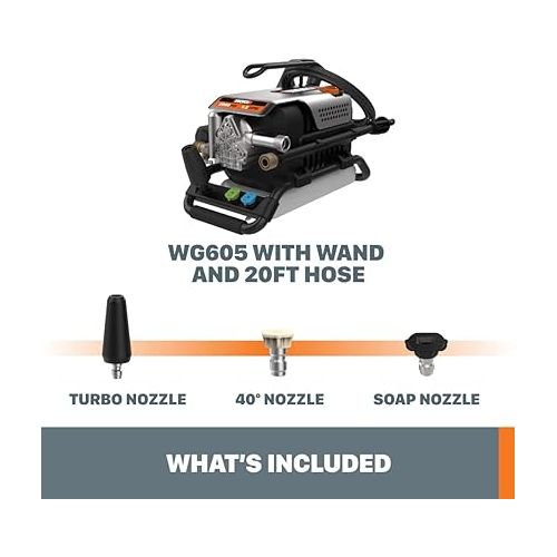  Worx 13 Amp Electric Pressure Washer 1800 PSI with 3 Nozzles - WG605