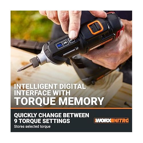  Worx Nitro 20V SwitchDriver 2.0, 2-in-1 Brushless Cordless Drill Driver, Drill Set Rotatable Dual 1/4