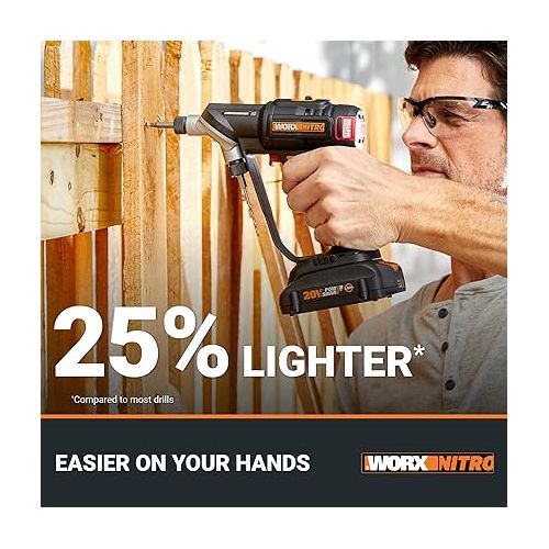  Worx Nitro 20V SwitchDriver 2.0, 2-in-1 Brushless Cordless Drill Driver, Drill Set Rotatable Dual 1/4