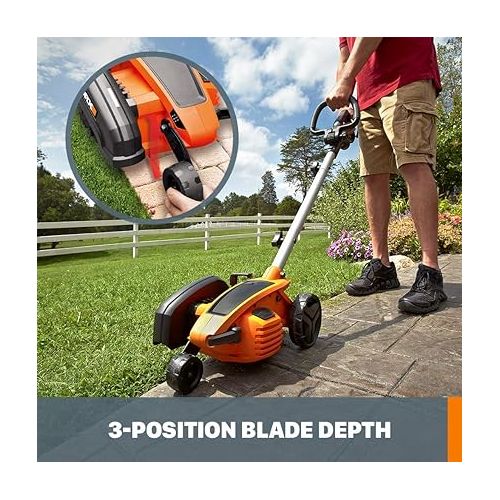  WORX WG896 12 Amp 7.5 Inch Electric Lawn Edger & Trencher, Orange and Black