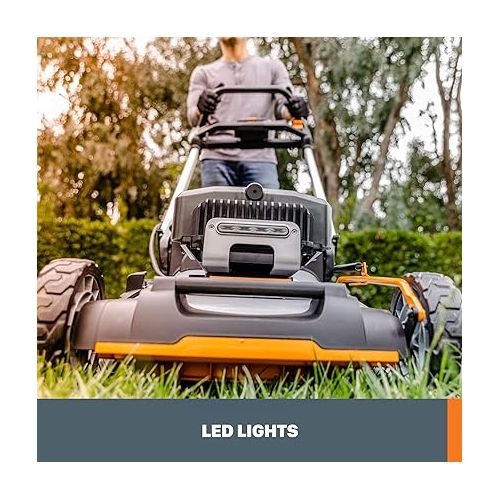  Worx Nitro 80V Cordless Self-Propelled Lawn Mower, Powerful Battery Lawn Mower with Brushless Motor, 3-in-1 Cordless Lawn Mower WG761 Power Share PRO - 2 Batteries & Basecamp Charger Included