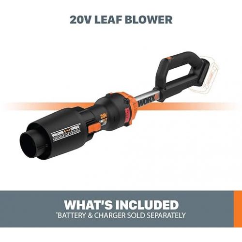  Worx Nitro WG543.9 20V LEAFJET Leaf Blower Cordless with Battery and Charger, Blowers for Lawn Care Only 3.8 Lbs., Cordless Leaf Blower Brushless Motor- Tool Only