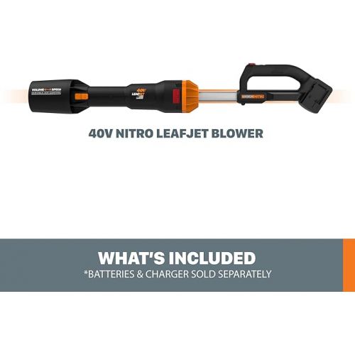  Worx 40V 165MPH 620CFM Cordless Leaf Blower, PowerShare, Brushless Motor, Lightweight - Tool Only