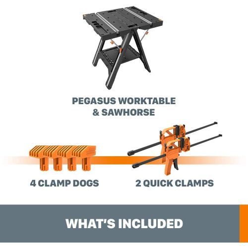 [무료배송] WORX 페가수스 다기능 작업대 및 빠른 클램프 및 고정 페그 WX051 Pegasus Multi-Function Work Table and Sawhorse with Quick Clamps and Holding Pegs
