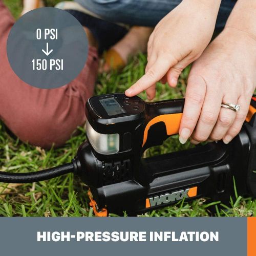  [아마존베스트]WORX WX092L 20V 2.0Ah 2 in 1 Cordless Inflator Battery and Charger Included, max. 10 Bar, Digital pressure display