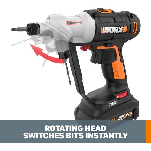  [아마존베스트]WORX WX176L.9 20V Switchdriver 2-in-1 Cordless Drill and Driver Tool Only with Rotating Dual Chucks and 2-Speed Motor with Precise Electronic Torque Control (Tool Only)