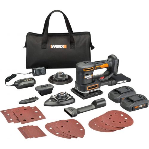  WORX WX820L.2 20V 2.0Ah Cordless Multi-Purpose Sander with 2 Batteries and 1 Charger