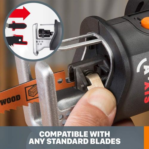  Worx WORX WX550L 20V AXIS 2-in-1 Reciprocating Saw and Jigsaw with Orbital Mode, Variable Speed and Tool-Free Blade Change