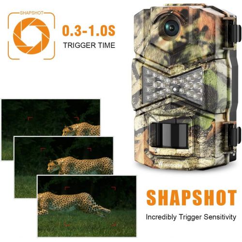  [아마존베스트]WOSODA Trail Camera, Waterproof 16MP 1080P Hunting Game Camera, Wildlife Camera with IR LEDs Night Vision, for Home Security Wildlife Monitoring Hunting