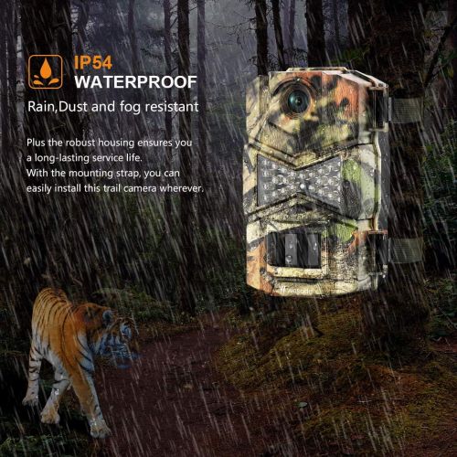  [아마존베스트]WOSODA Trail Camera, Waterproof 16MP 1080P Hunting Game Camera, Wildlife Camera with IR LEDs Night Vision, for Home Security Wildlife Monitoring Hunting