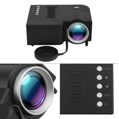  WOSOSYEYO UC28B HD 1080P Mini LED Projector with USB TV AV HDMI for Home Office Theater(Color:Black)