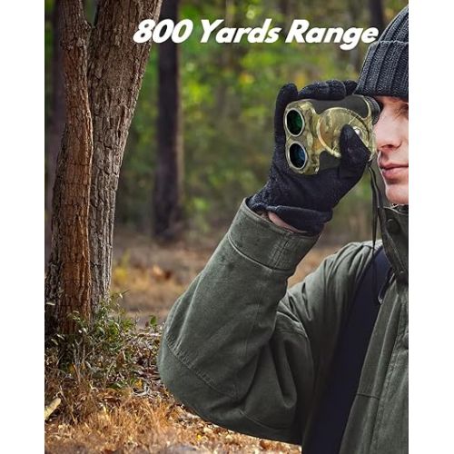  WOSPORTS Hunting Rangefinder, 800 Yards Laser Range Finder with Bow Hunting Mode (Angle, Height, Horizontal Distance) Scanning, Speed Mode for Archery Hunter, Free Battery, Carrying Case