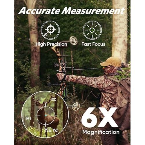  WOSPORTS Hunting Rangefinder, 800 Yards Laser Range Finder with Bow Hunting Mode (Angle, Height, Horizontal Distance) Scanning, Speed Mode for Archery Hunter, Free Battery, Carrying Case