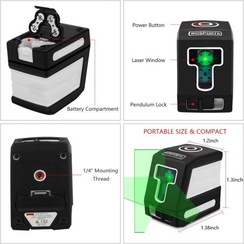  [아마존핫딜][아마존 핫딜] Wosports Green Laser Level 100Ft Self-Leveling Cross-Line laser Horizontal and Vertical Lines Higher Visibility with Magnetic Pivoting Base,Class 2,Less Than 1MW