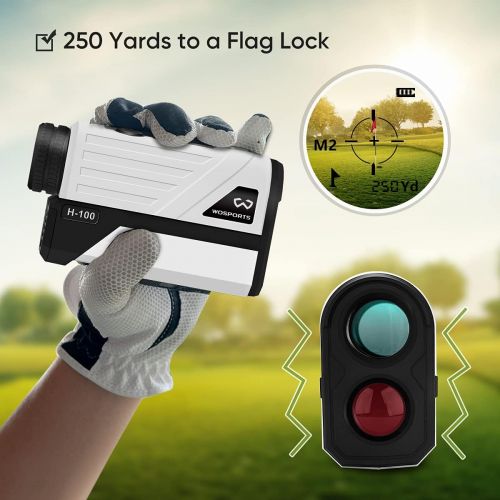  Wosports Golf Rangefinder, 650 Yards Laser Distance Finder with Slope, Flag-Lock with Vibration Distance/Speed/Angle Measurement, Upgraded Battery Cover