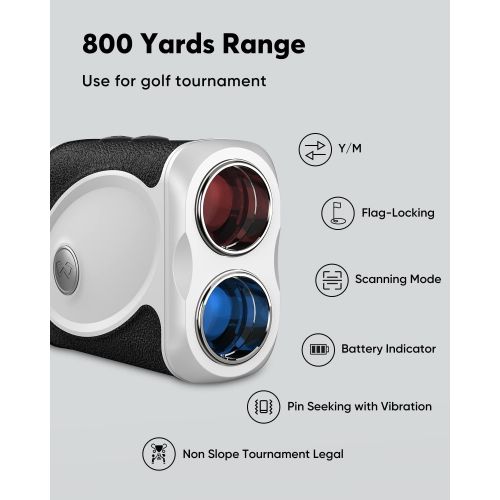  WOSPORTS Golf Rangefinder, 800 Yards Laser Rangefinder, High-Precision Flag Lock/Speed/Distance, Tournament Legal Rangefinder for Golfing,Target Shooting and Hunting,with Battery
