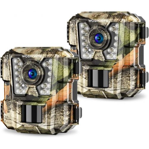  [아마존베스트]WOSPORTS 2 Pack Mini Trail Camera 1080P HD Wildlife Scouting Hunting Camera with IR Night Vision Waterproof Video Cam G100 (2 Pack)