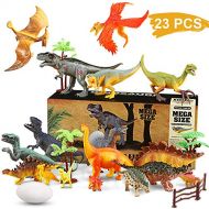 [아마존핫딜]WOSTOO Dinosaurier Spielzeug Set, 23pcs Figur Dinosaurier mit 6pcs Simulierte Pflanze Dinosaurier Spielzeug Dinosaurier Bloecke Set Kunststoff Dinosaurier Figuren Party fuer Kinder 3