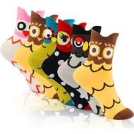 [아마존 핫딜]  [아마존핫딜]WOSTOO Damen Socken, 6 Paar Socken Damen suesse Interessante Tier Charakter Papagei Funny Crew Socken