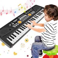 [아마존핫딜]WOSTOO Kinder Klavier, Multifunktions Mini 49 Tasten Musik Klaviertastatur Tragbare Wiederaufladbare Elektronische Musikinstrument Mikrofon fuer Baby Kinder