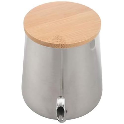  WOVELOT 350 Ml Lange Schmale Auslauf Kaffee Kanne Gooseneck Wasser Kocher Edelstahl Hand Tropf Wasser Kocher Gie？en ueber Kaffee und Tee Kanne mit Holz Abdeckung