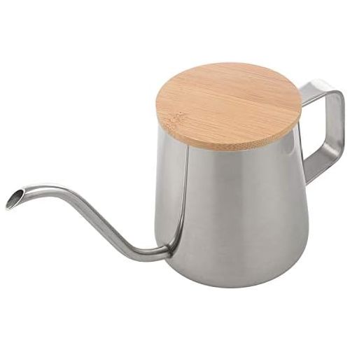  WOVELOT 350 Ml Lange Schmale Auslauf Kaffee Kanne Gooseneck Wasser Kocher Edelstahl Hand Tropf Wasser Kocher Gie？en ueber Kaffee und Tee Kanne mit Holz Abdeckung