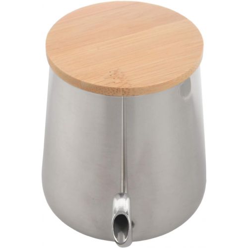  WOVELOT 350 Ml Lange Schmale Auslauf Kaffee Kanne Gooseneck Wasser Kocher Edelstahl Hand Tropf Wasser Kocher Gie？en ueber Kaffee und Tee Kanne mit Holz Abdeckung